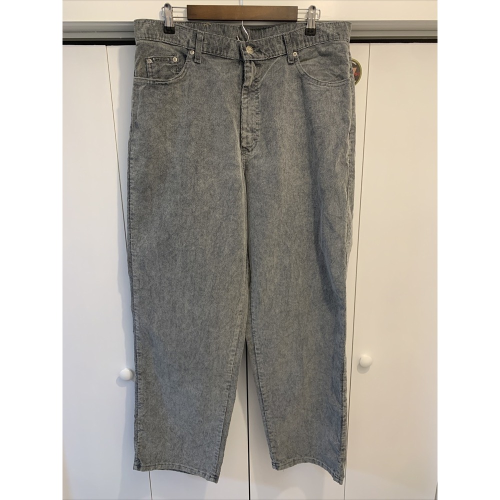 VTG Made USA 90s Lee Riveted Wide Baggy GRAY Corduroy Pants Sz 18 ~NEW DEADSTOCK